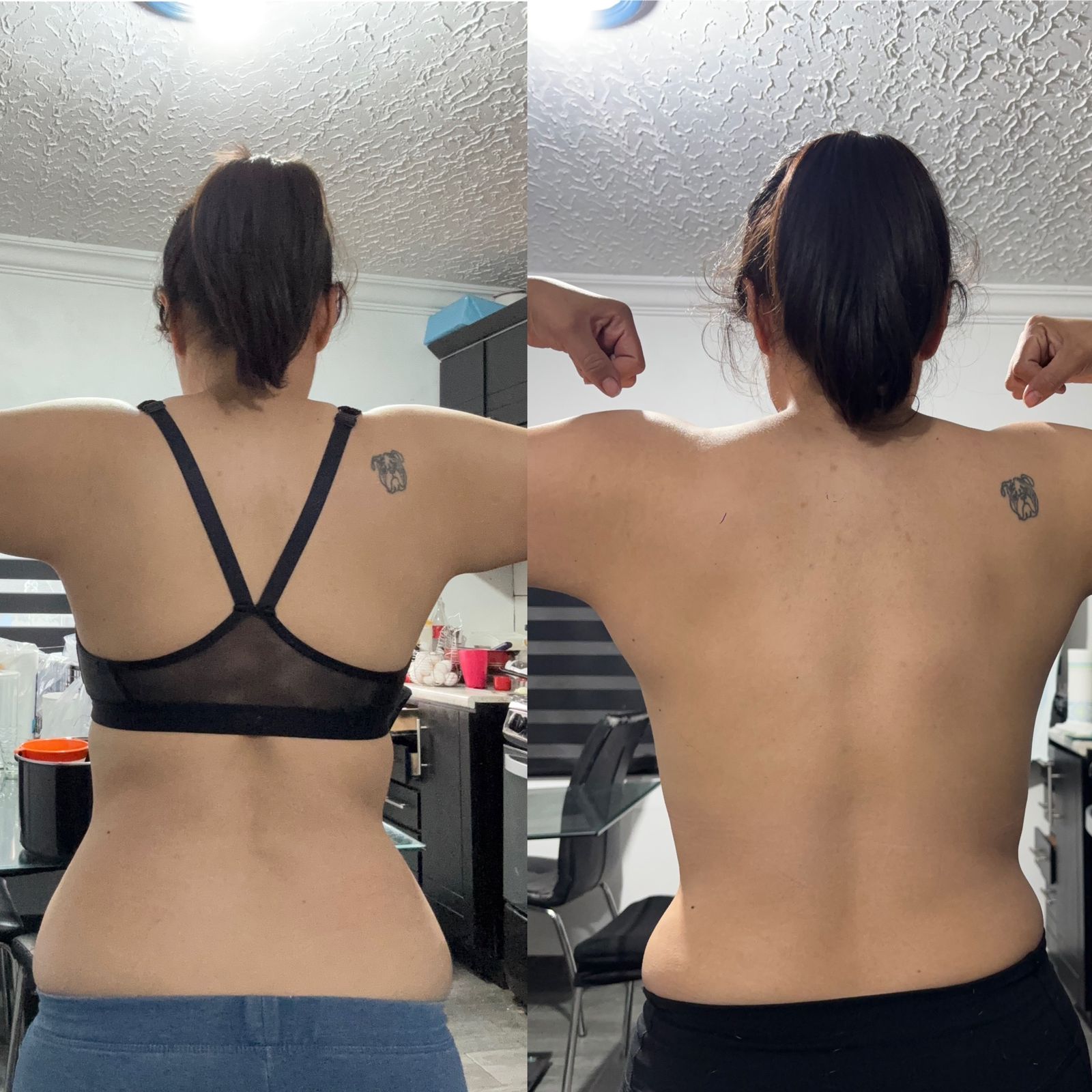 Cambio físico de espalda de Pam en CROSS 144